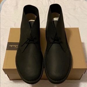Black Leather Clark’s Desert Boot